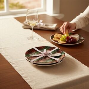IQ Accessories Appetizer Plates 6in Red Green Plaid NWT 2 Count